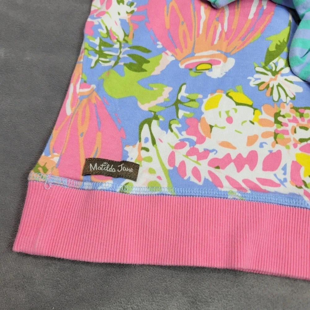 Matilda Jane Girls‎ Floral Ruffle Short Sleeve Top Blue Pink Size 8 29141T